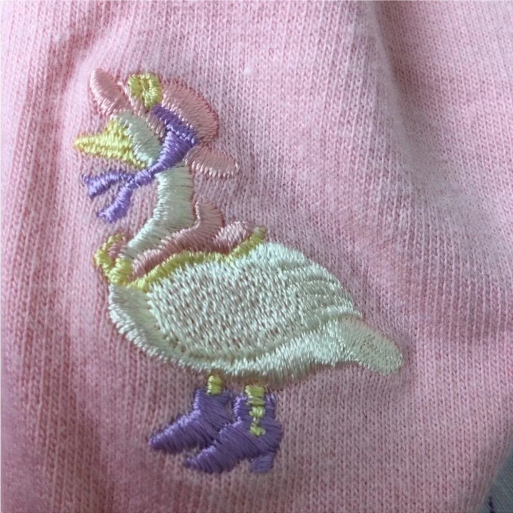 Like New VTG Lullaby Club Romper Pink & Embroidered Duck